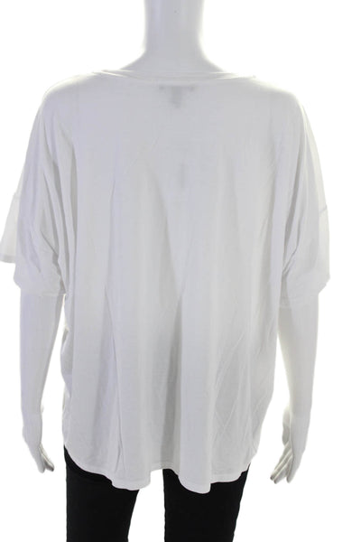 Eileen Fisher Womens Short Sleeve Crewneck Cropped T shirt White Size L