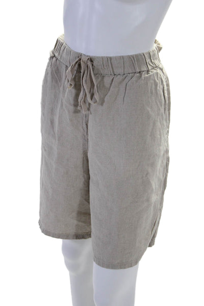 Eileen Fisher Womens Linen Drawstring Waist Casual Shorts Beige Size L