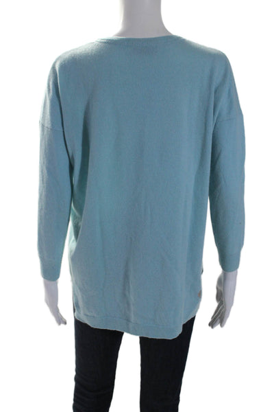 Cocoa Womens Cashmere Light Blue Front Pockets Long Sleeve Sweater Top Size S