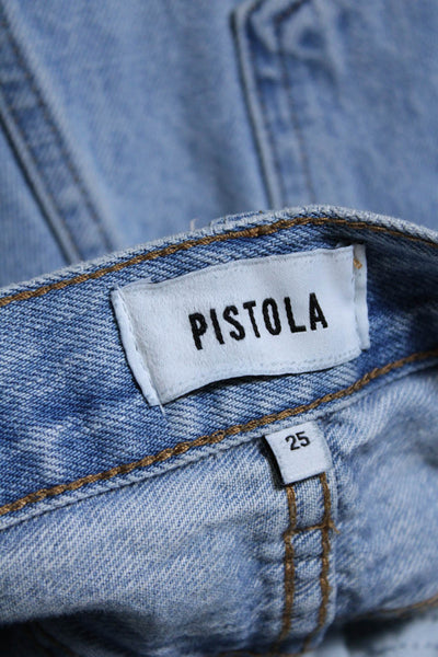 Pistola Womens High Rise Button Up Ripped Light Wash Jeans Blue Size 25