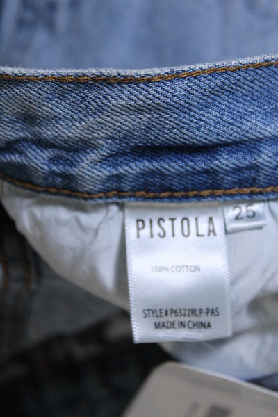 Pistola Womens High Rise Button Up Ripped Light Wash Jeans Blue Size 25