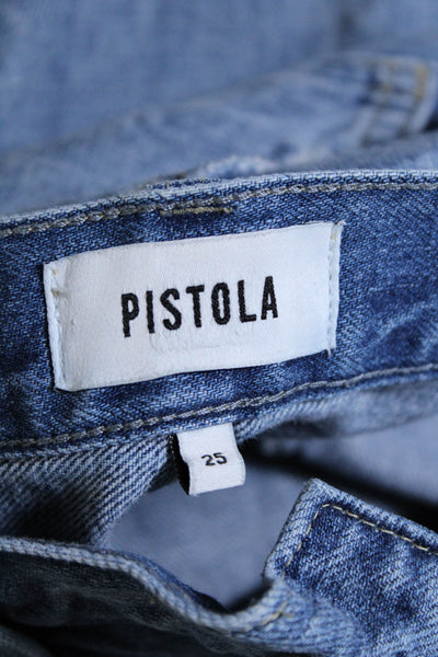 Pistola Womens Light Wash Ripped High Rise Button Up Jeans Blue Cotton Size 25