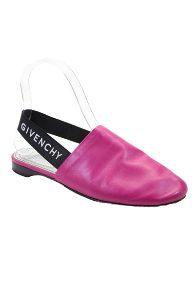 Givenchy Womens Leather Mule Slingbacks Flats Hot Magenta Pink Size 35 5