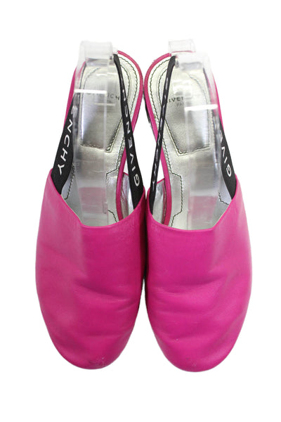 Givenchy Womens Leather Mule Slingbacks Flats Hot Magenta Pink Size 35 5