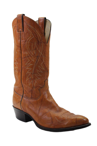 Justin Mens Leather Pull On Medium Heel Cowboy Boots Brown 10.5 Extra Shop Linda s Stuff