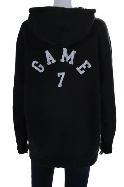 Game 7 Womens Cotton Blend Embroidered Front Pocket Pullover Hoodie Black Size M