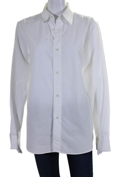 Aime Leon Dore Womens Cotton Long Sleeve Button Up Blouse Top White Size S