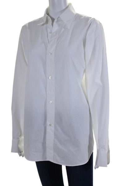 Aime Leon Dore Womens Cotton Long Sleeve Button Up Blouse Top White Size S