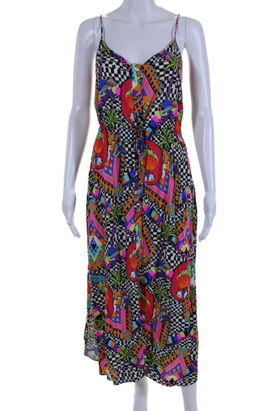 Mara Hoffman Swim Womens Multicolor Mixed Print Sleeveless Swim Cover Up Size M