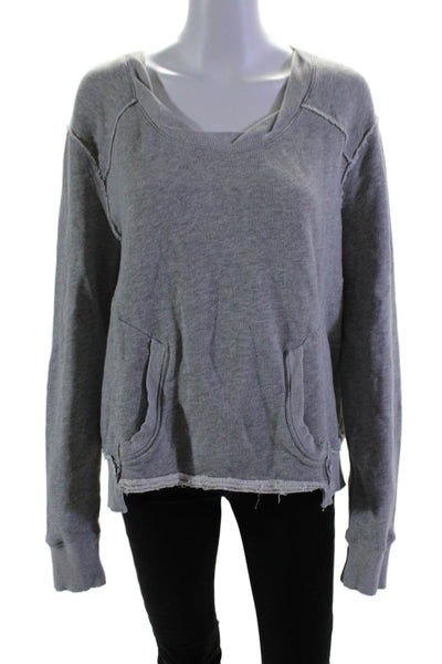 Allsaints Women's Crewneck Long Sleeves Pockets Pullover Sweatshirt Gray Size S