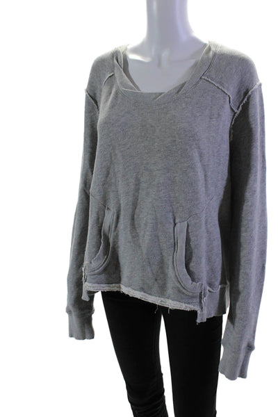 Allsaints Women's Crewneck Long Sleeves Pockets Pullover Sweatshirt Gray Size S