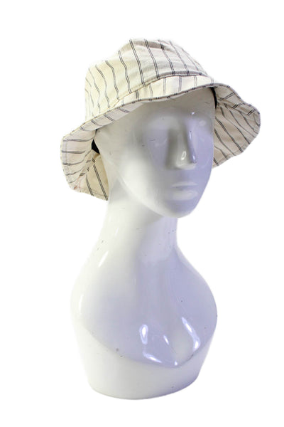 Rag & Bone Womens Cotton Striped Print Slip-On Bucket Hat Beige Size One Size