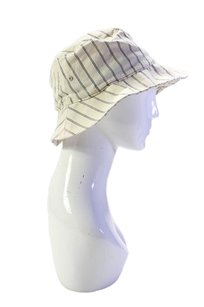 Rag & Bone Womens Cotton Striped Print Slip-On Bucket Hat Beige Size One Size