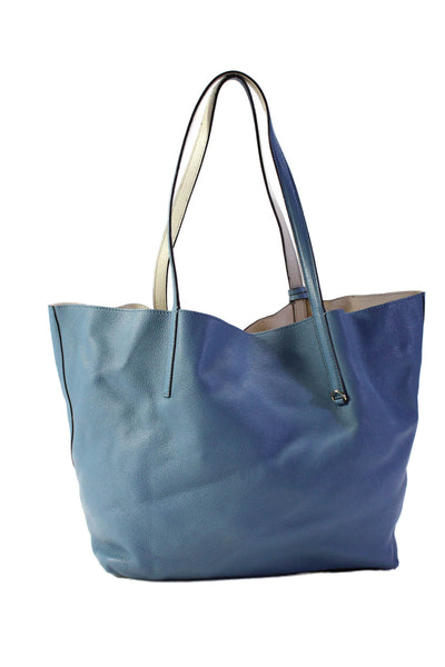 Michael Kors Pebbled Leather Double Handle Open Tote Shoulder Handbag Blue