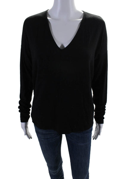 Rag & Bone Womens Long Sleeve V Neck Boxy Knit Top Black Size Small