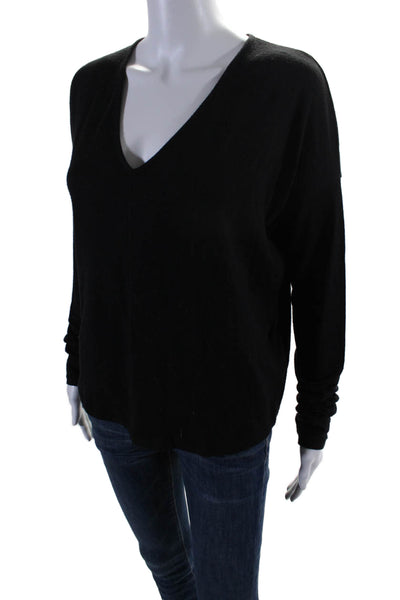 Rag & Bone Womens Long Sleeve V Neck Boxy Knit Top Black Size Small