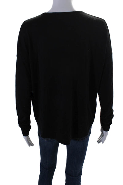 Rag & Bone Womens Long Sleeve V Neck Boxy Knit Top Black Size Small