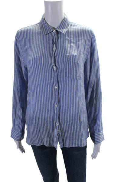 Rails Womens Button Front Long Sleeve Collared Striped Shirt Blue Size Small