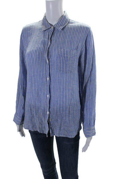 Rails Womens Button Front Long Sleeve Collared Striped Shirt Blue Size Small