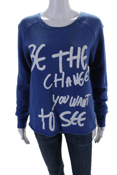 Each x Other Womens Scoop Neck Be The Change You Want To See Sweater Blue Small