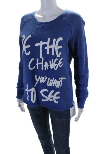 Each x Other Womens Scoop Neck Be The Change You Want To See Sweater Blue Small