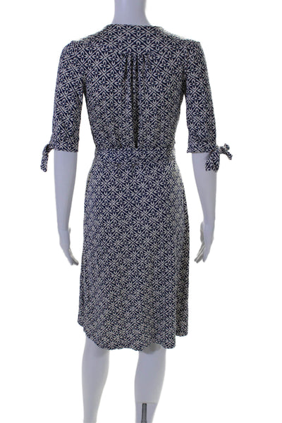 Lilly Pulitzer Womens Silk Floral Print Half Sleeve Midi Wrap Dress Blue Size XS