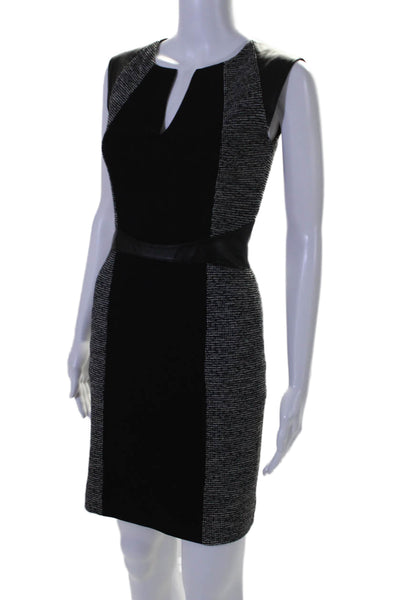 Rebecca Taylor Womens Knit V-Neck Sleeveless Contour Sheath Dress Black Size 0