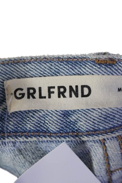 Grlfrnd Womens Cotton Distressed Low Rise Boyfriend Jeans Blue Size 25