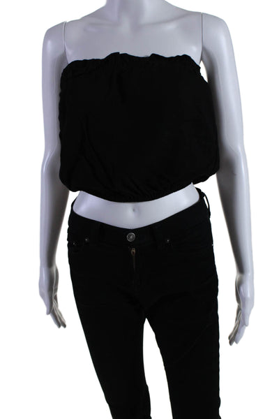 Cool Change Womens Strapless Sleeveless Cropped Blouse Black Size Small