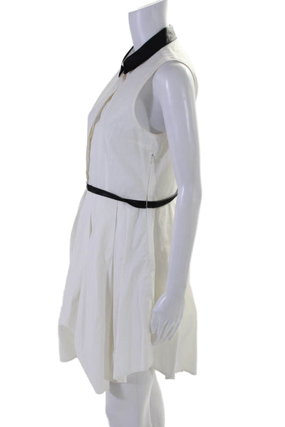 Boy. Band Of Outsiders Women's Leather Trim Pleated Mini Dress White Size 3