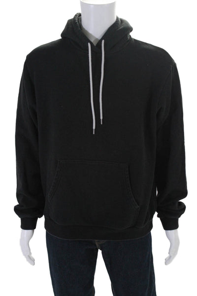 John Elliott Mens Pullover Drawstring Pocket Front Hoodie Sweater Black Size 3