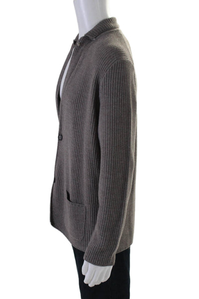 Ferrante Mens Button Front V Neck Cardigan Sweater Gray Wool Size IT 56