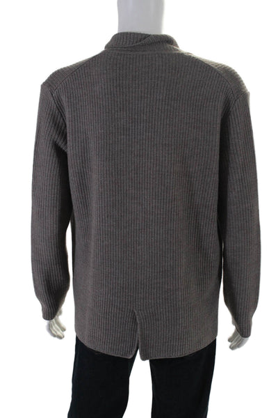 Ferrante Mens Button Front V Neck Cardigan Sweater Gray Wool Size IT 56