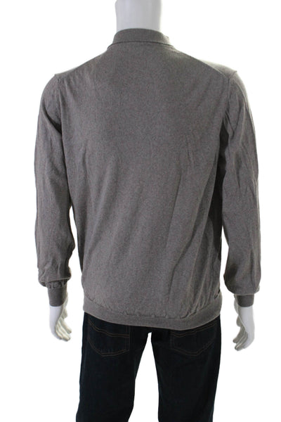 Ferrante Mens Long Sleeve Collared Polo Sweatshirt Brown Wool Size IT 54