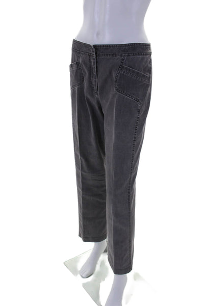 Incotex Womens Zipper Fly Mid Rise Flare Leg Trouser Pants Gray Size IT 42