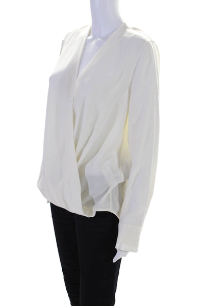 Rag & Bone Womens Silk Long Sleeves V Neck Blouse Snow White Size Medium