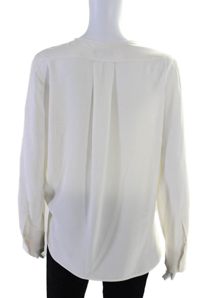 Rag & Bone Womens Silk Long Sleeves V Neck Blouse Snow White Size Medium