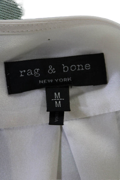 Rag & Bone Womens Silk Long Sleeves V Neck Blouse Snow White Size Medium