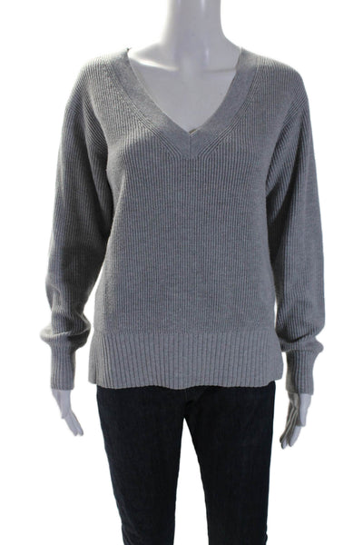 White + Warren Womens Long Sleeves V Neck Pullover Sweater Gray Size Small