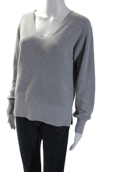 White + Warren Womens Long Sleeves V Neck Pullover Sweater Gray Size Small