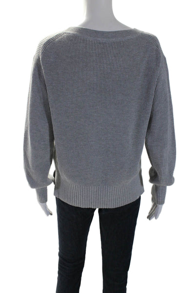 White + Warren Womens Long Sleeves V Neck Pullover Sweater Gray Size Small