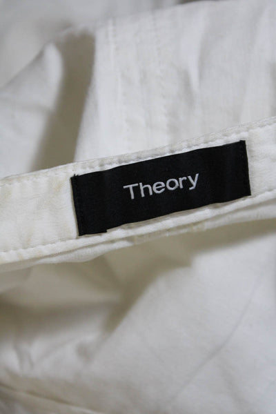 Theory Womens Linen Long Sleeves Open Front Crunch Wash Blazer Jacket White Size