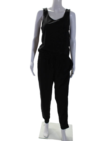 Athleta Womens Sleeveless Drawstring Waist Skinny Leg Jumpsuit Black Size 8