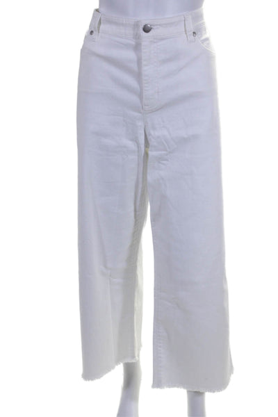 Eileen Fisher Womens Organic Cotton Five Pocket High-Rise Jeans White Size L