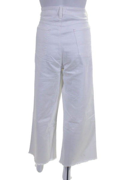 Eileen Fisher Womens Organic Cotton Five Pocket High-Rise Jeans White Size L