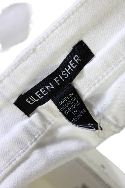 Eileen Fisher Womens Organic Cotton Five Pocket High-Rise Jeans White Size L