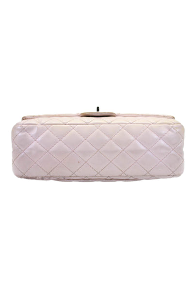 Chanel Womens Quilted 2.55 Reissue 226 Double Flap Handbag Pink Leather