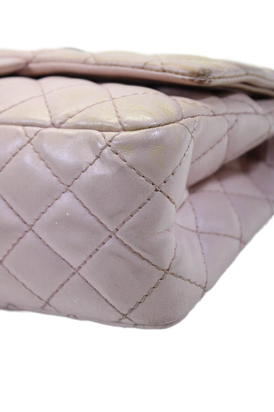 Chanel Womens Quilted 2.55 Reissue 226 Double Flap Handbag Pink Leather