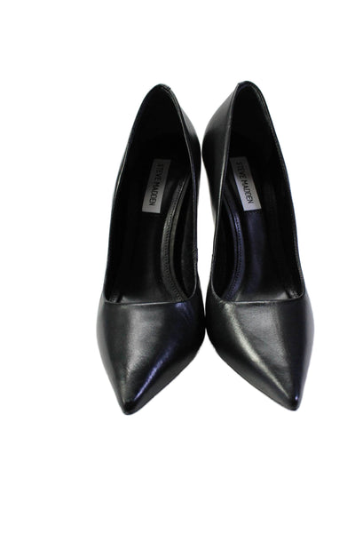 Steve Madden Womens Leather Pointed Toe Slip On Heels Pumps Black Size 9