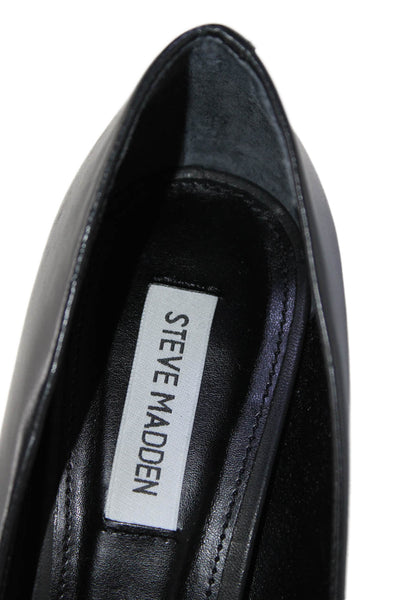 Steve Madden Womens Leather Pointed Toe Slip On Heels Pumps Black Size 9